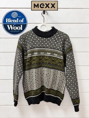 MEXX Vintage Wool Blend Fair Isle Sweater – Men • Unisex – Size L